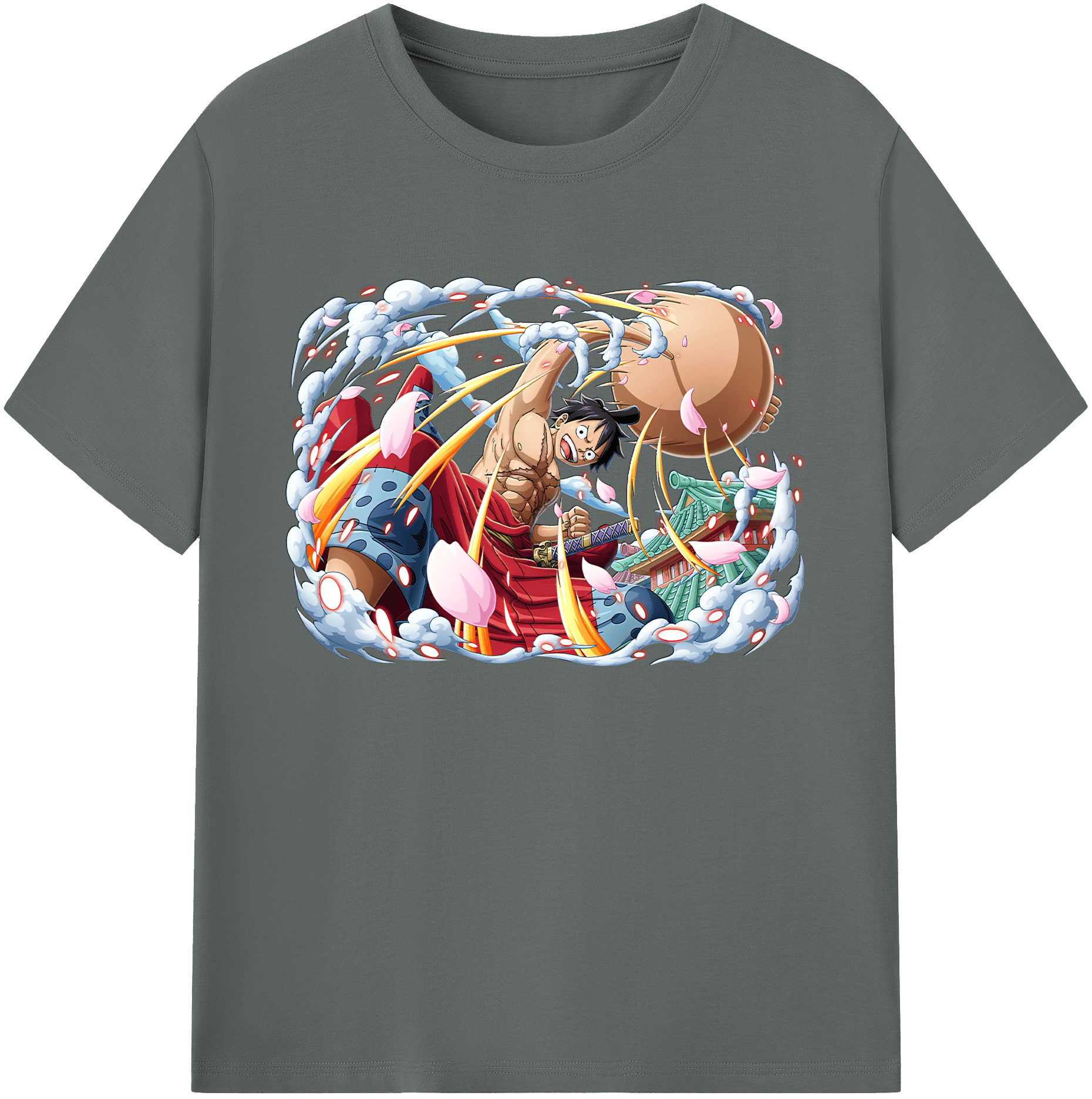 ワンピース モンキー・D・ルフィ ONE PIECE Monkey D. Luffy 綿100％ メンズ半袖Tシャツ｜肌触りやわらか＆通気性